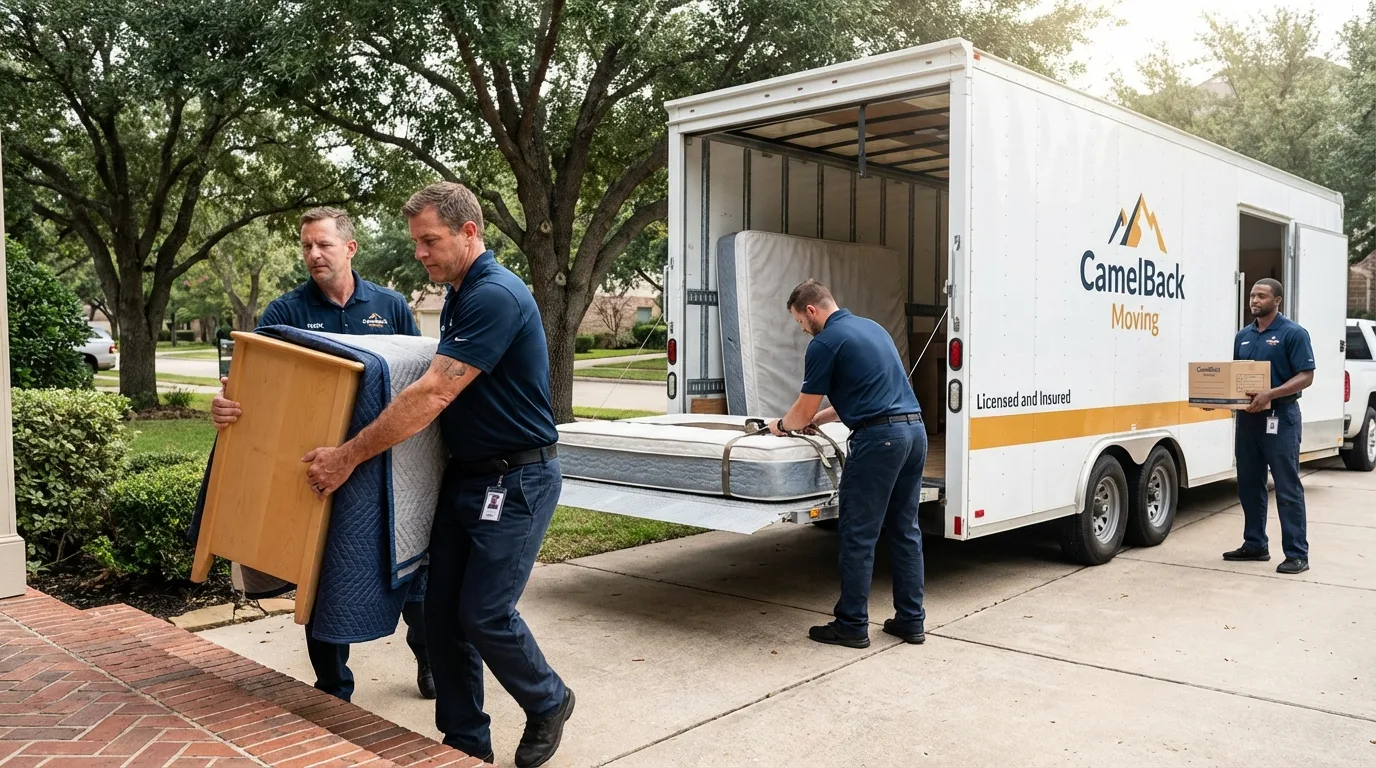Crew loading residential truck for cross-state move from Richland, NY
