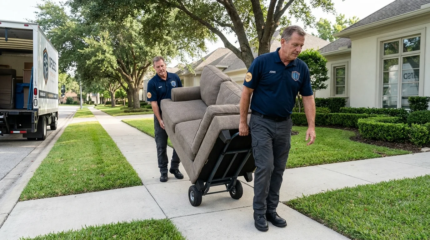 Local residential moving crew loading furniture in Richland, NY